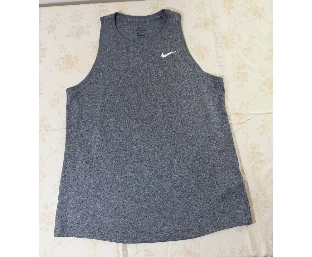 Nike Dri-FIT Womens Medium Gray Sleeveless Tank Top Swoosh Running Workout